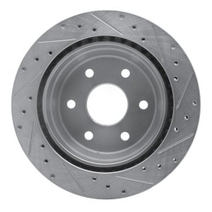 Cadillac Escalade Brake Rotor (1) - Rear Left - R1 Concepts - Drilled & Slotted - Silver - `00-`14